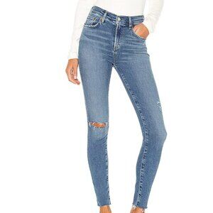 Agolde Jeans Sophie High Rise Skinny Denim Jean Pants Raw Hem Cotton Stretch 27